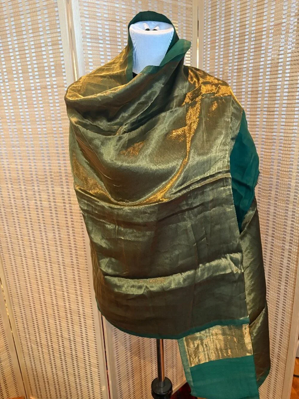 Silk Reversible Gold Thread Scarf - Never Worn